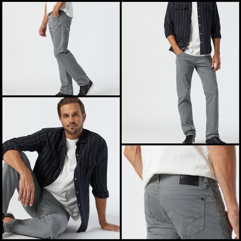 Mavi Zach Straight Leg Regular Rise Twill Gray Modern Casual Soft Pants 30/30